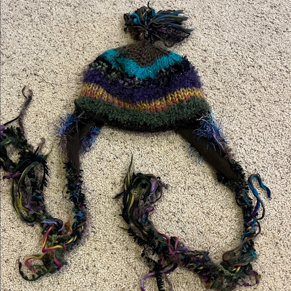 Fun, Colorful Knitted Kids Hat with Earflaps